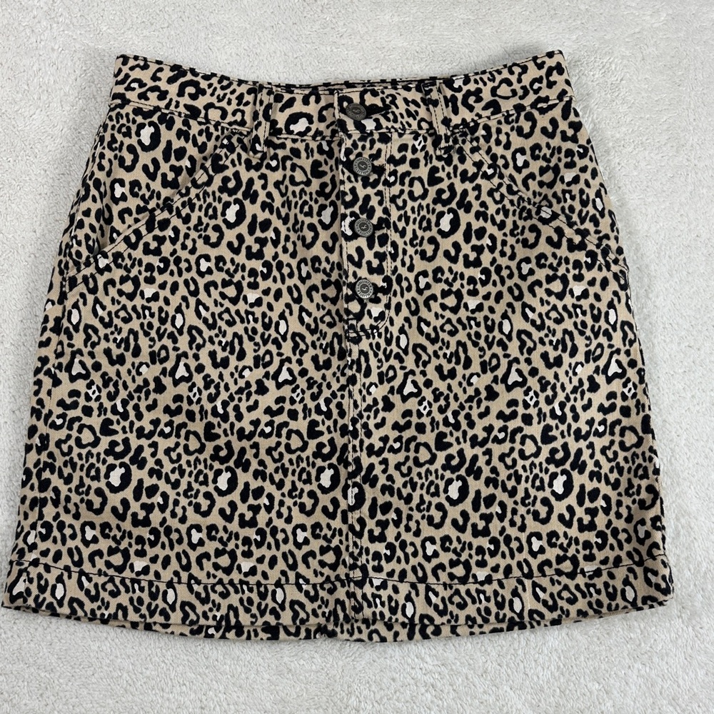 Hollister skirt Jean denim women’s Leopard 5 Button-Front